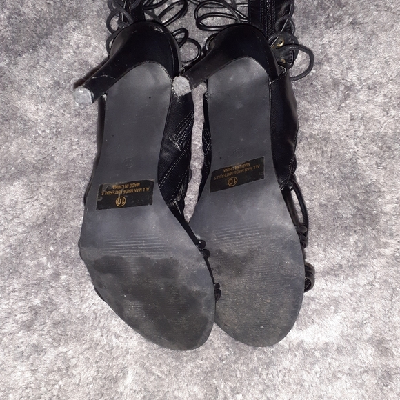 Tall Black Gladiator Heels - Picture 4 of 5